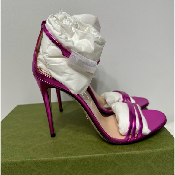 Gucci Heels Sandal Fuchsia Leather π Size 39 - Picture 5 of 12